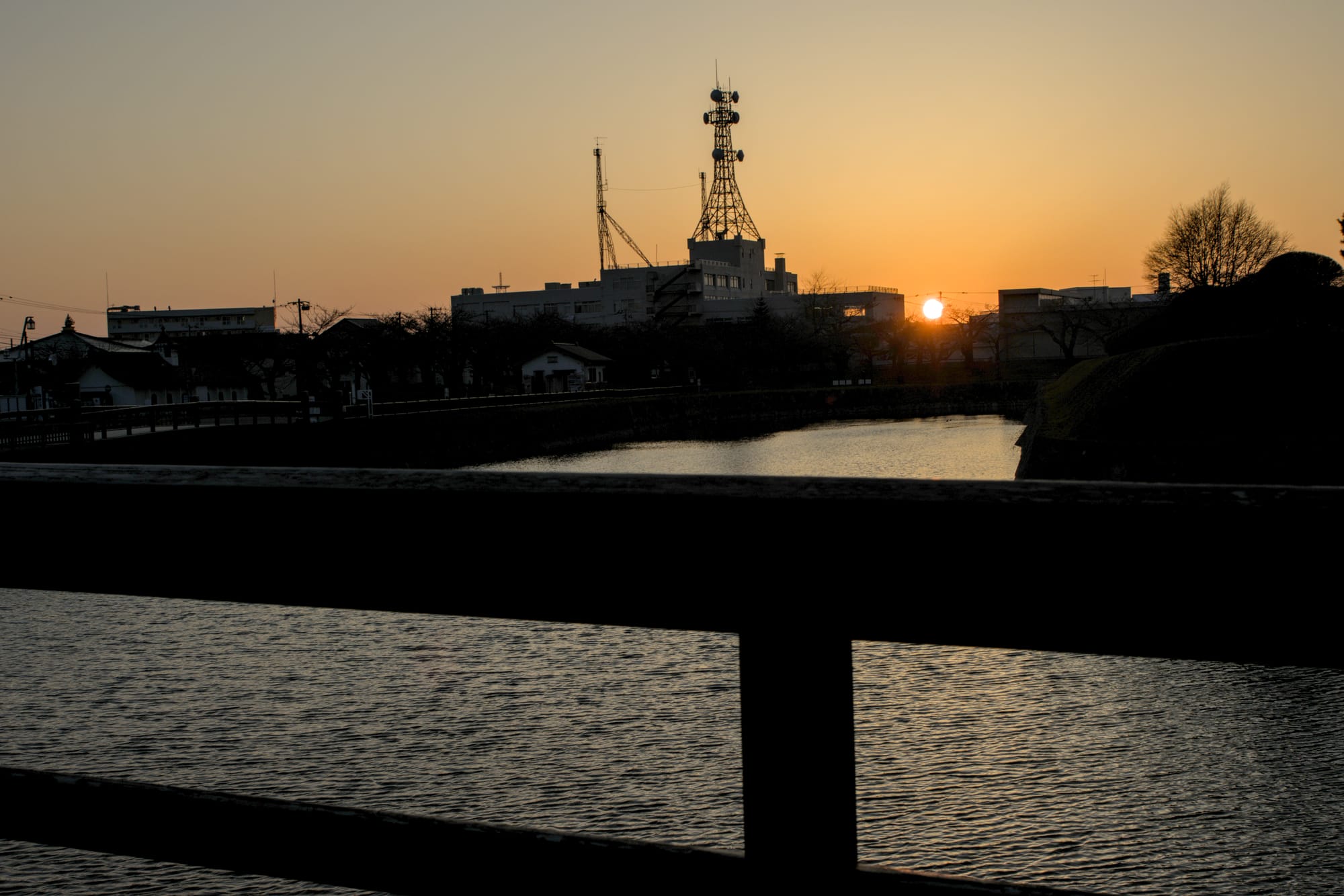 Sunset of Goryokaku moat